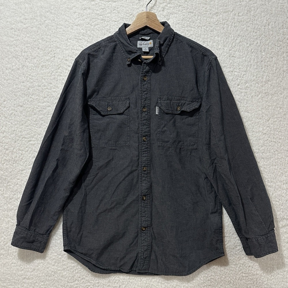 Carhartt Relaxed Fit S202 BKC Men's Button-Up Blue 100% Cotton Size Medium